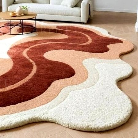 Handcrafted Organic Abstract Brown Contemporary Area Rug